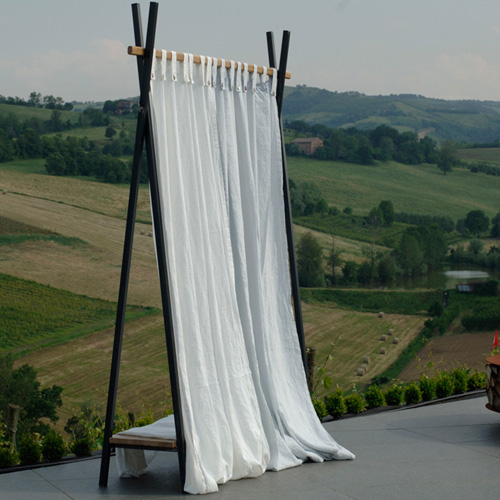 Leinenvorhang Ochielli mit Knöpfen in weiß, 290 x 290 cm