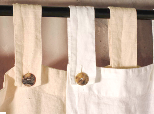 Leinenvorhang Ochielli mit Bändern in weiß, 150 x 290 cm