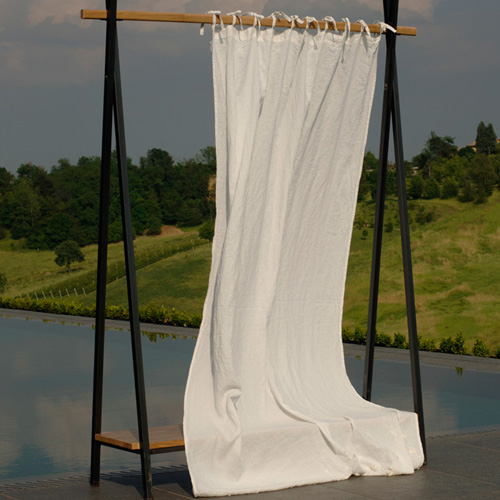 Leinenvorhang in offwhite mit Bändern, 290 x 290 cm