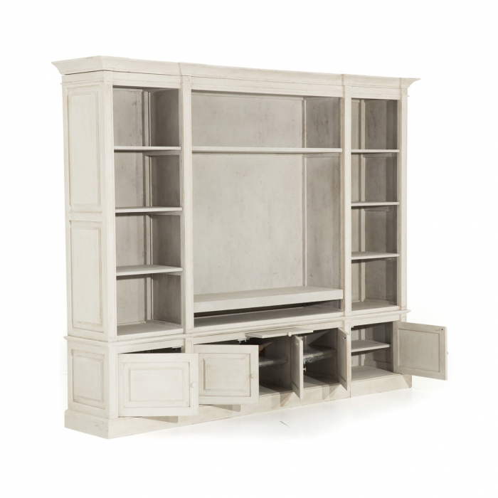 Bookcase & TV Schrank Andreo aus Pinie mit antikweißem Finish